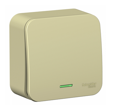 Schneider Electric  BLANCA  Бежевый Переключатель 1-клавишный (cхема.6) с подсветкой изолирующая пластина,10А,250B, открытая установка BLNVA106117