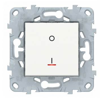Schneider Electric Unica NEW  Белый Выключатель 2-полюсный 1-клавишный, с индикатором, схема2а, 16 AX, 250 В, NU526218S