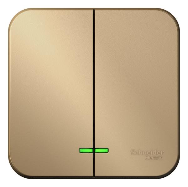 Schneider Electric  BLANCA  Титан  Выключатель 2-клавишный (cхема.5) с подсветкой 10А, 250B, открытая установка BLNVA105104