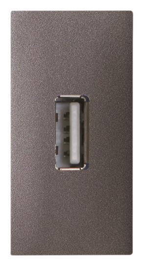 ABB  Zenit  Антрацит Разъем USB механизм тип А, с винтовым подключением проводов (5п), 1-модуль  /2CLA215580 2CLA215580N1801