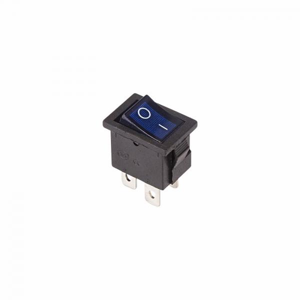 Выключатель клавишный 250V 6А (4с) ON-OFF синий  с подсветкой  Mini  (RWB-207, SC-768)  REXANT 36-2191