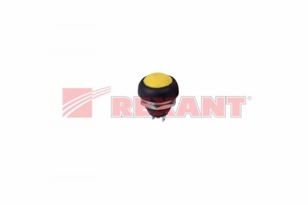 Выключатель-кнопка  250V 1А (2с) (ON)-OFF  Б/Фикс  желтая  Micro (PBS-33В)  REXANT 36-3052