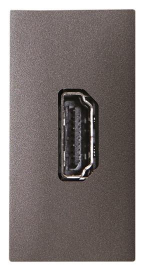 ABB  Zenit  Антрацит Разъём механизм HDMI, тип А, с HDMI разъёмом мама на тыльной стороне, 1-модуль /2CLA215 2CLA215570N1801