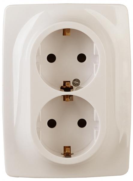 ЭРА  Эра12  Слоновая Кость  Розетка 2X2P+E Schuko, 16АХ-250В 12-2106-02