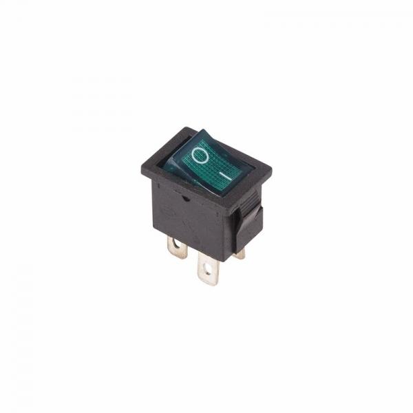 Выключатель клавишный 250V 6А (4с) ON-OFF зеленый  с подсветкой  Mini  (RWB-207, SC-768)  REXANT 36-2193