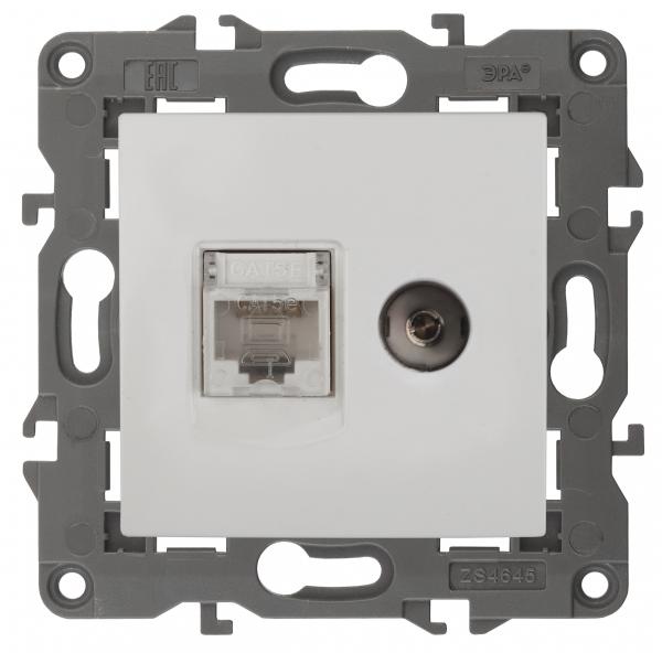 ЭРА  Elegance  Белый  Розетка RJ45+TV, IP20 14-3110-01