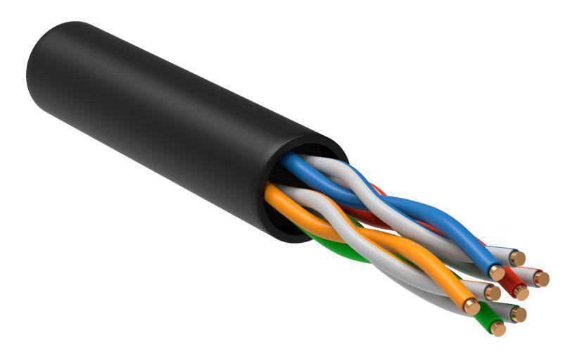 Кабель витая пара U/UTP кат.5E 4х2х24AWG solid CU LDPE OUTDOOR GENERICA черн. 305м (м) ITK BC3-C5E04-139-305-G