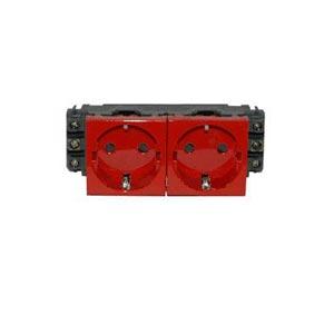 Legrand  Mosaic  Красная Розетка механизм 2x2К+З немецкий стандарт (4 модуля)  077612