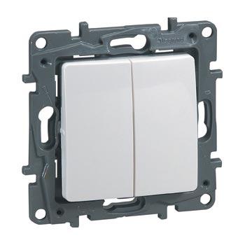 Legrand  Etika  Белый Выключатель механизм/Переключатель 2-клавишный 10AX 250В 672212