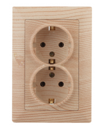 ЭРА Intro Solo  Сосна  Розетка 2X2P+E Schuko, 16А-250В, скрытая установка  4-205-11