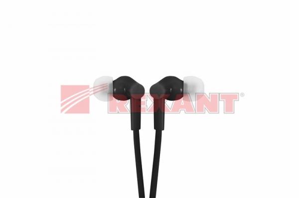 Наушники пластмассовые H-204  с микрофоном черные REXANT 18-2012