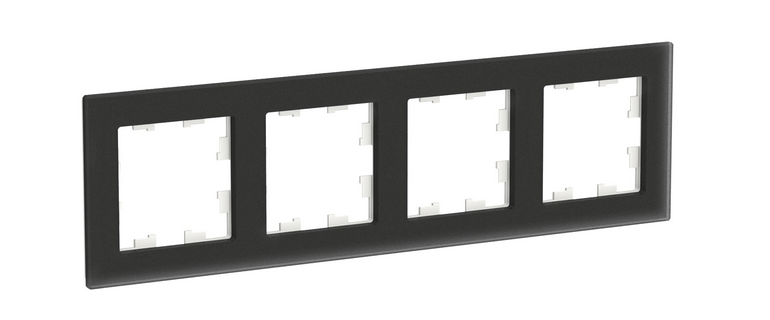 Schneider Electric AtlasDesign NATURE  Матовое Стекло Черный  Рамка 4-местная ATN331004