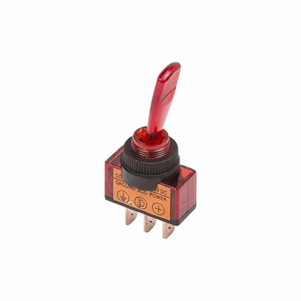 Тумблер 12V 20А (3c) ON-OFF однополюсный  с красной подсветкой  (ASW-13D)  REXANT 36-4370