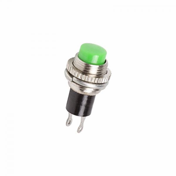Выключатель-кнопка  металл 220V 2А (2с) (ON)-OFF  Ø10.2  зеленая  Mini  (RWD-213)  REXANT 36-3333
