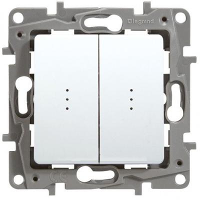 Legrand  Etika  Белый Выключатель механизм 2-клавишный с подсветкой 10АХ 250В, винтовые зажимы 672204