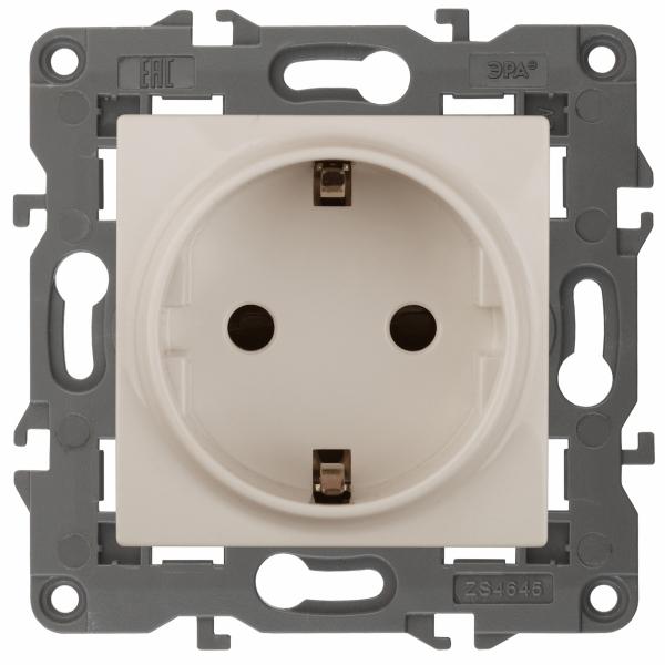 ЭРА  Elegance  Слоновая Кость  Розетка 2P+E Schuko со шторками 16A-250В, IP20 14-2102-02