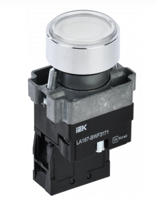 Кнопка LA167-BWF3171 d=22мм RC 1з с подсвет. белая IEK
