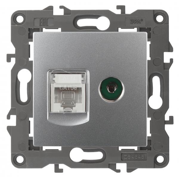 ЭРА  Elegance  Алюминий  Розетка RJ45+TV, IP20 14-3110-03