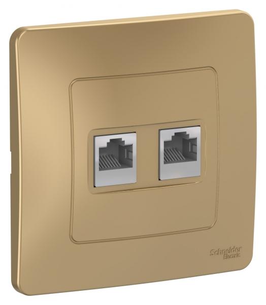 Schneider Electric  BLANCA  Титан  Розетка 2-местная компьютерная  RJ45, категория 5E, скрытая установка BLNIS045454