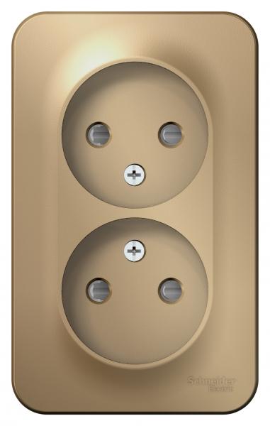 Schneider Electric  BLANCA  Титан  Розетка 2-местная без заземляющих контактов со шторками изолирующая пластина16А, ,250В, открытая установка BLNRA001214