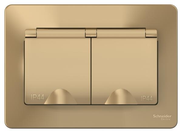 Schneider Electric  BLANCA  Титан  Розетка 2-местная с заземляющими контактами со шторками,16А, 250В,  IP 44 скрытая установка   BLNRS441124