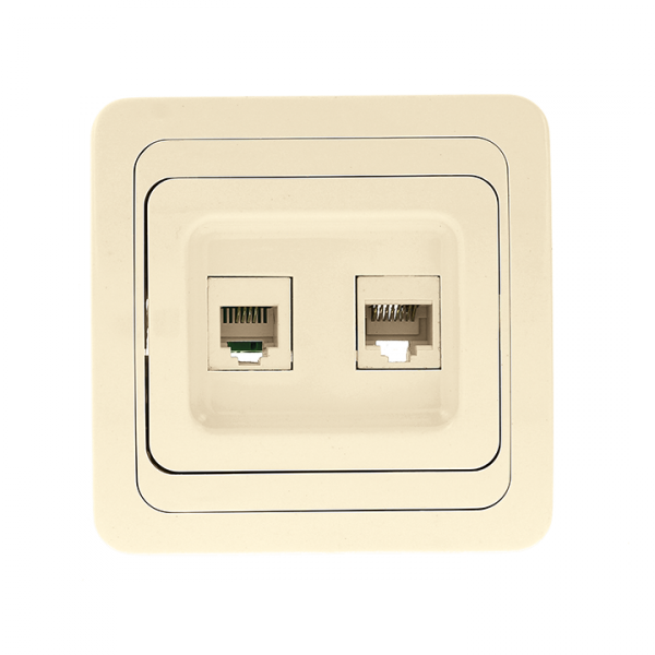 "Лондон" Розетка RJ-45+Phone бежевая EKF
