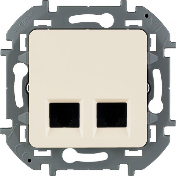 Legrand INSPIRIA Слоновая кость Розетка компьютерная 2-местная RJ45 6 UTP IP20 скрытая установка 673841