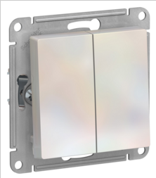 Schneider Electric AtlasDesign Жемчуг  Переключатель 2-клавишный, схема 6, 10АХ, механизм ATN000465