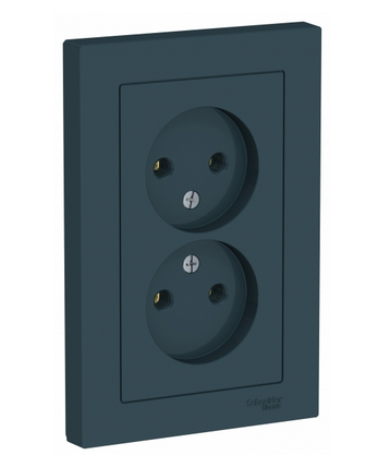 Schneider Electric AtlasDesign Изумруд  Розетка 2-местная без заземляющих контактов16А, в сборе ATN000820