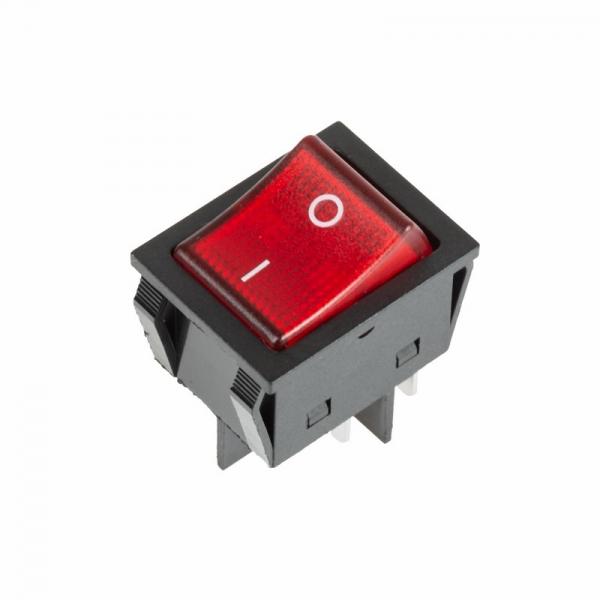 Выключатель клавишный 250 V 30 А (4с) ON-OFF красный с подсветкой  REXANT 36-2346