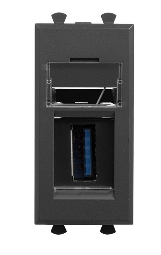 USB 3.0 розетка модульная, тип А-А, "Avanti", "Черный матовый", 1 модуль