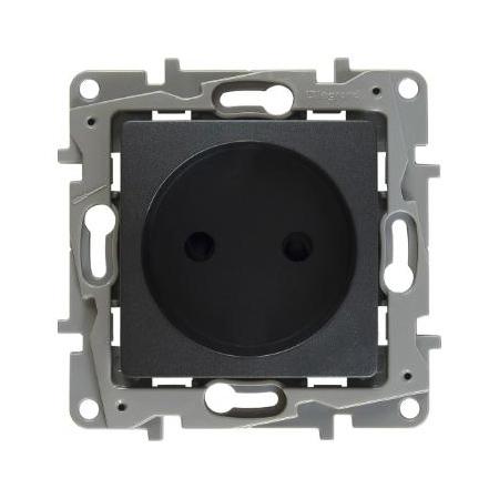 Legrand  Etika  Антрацит Розетка механизм со шторками 2К 16А, 250В, винтовые зажимы 672634