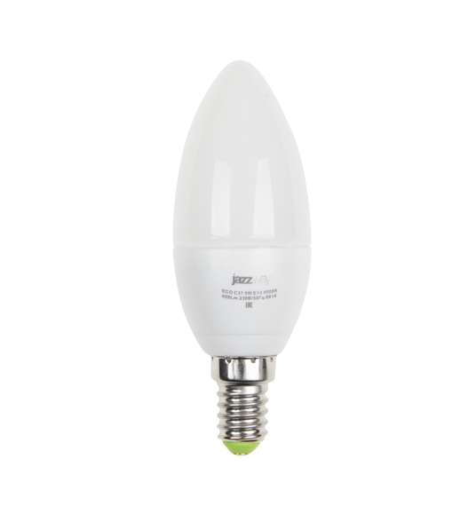 Лампа светодиодная PLED-ECO 5Вт C37 свеча 3000К тепл. бел. E27 400лм 230В JazzWay 2855312A