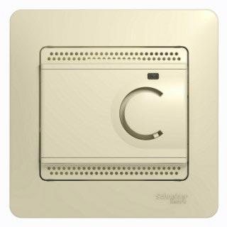 Schneider Electric Glossa  Бежевый Термостат электронный теплого пола с датчиком 10A, в сборе с рамкой IP20 скрытая установка GSL000238