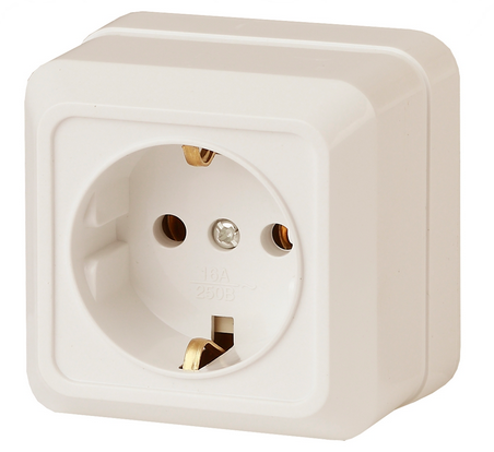 ЭРА  Intro  Quadro  Слоновая Кость  Розетка 2P+E Schuko, 16АХ-250В, открытая установка   2-202-02 Б0027650