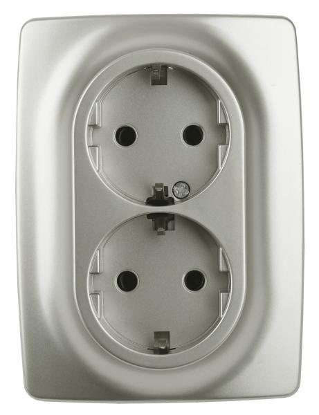 ЭРА  Эра12  Перламутр  Розетка 2X2P+E Schuko, 16АХ-250В 12-2106-15
