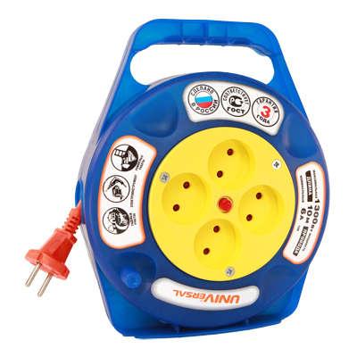 Удлинитель в закрыт. корпусе 4х10м без заземл. 6А IP20 У6-015 термо ПВС 2х0.75 защ. шторки UNIVersal 9633900