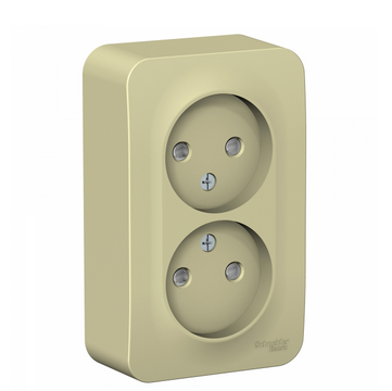 Schneider Electric  BLANCA  Бежевый Розетка 2-местная без заземляющих контактов со шторками изолирующая пластина,16А, 250В,  открытая установка BLNRA001217
