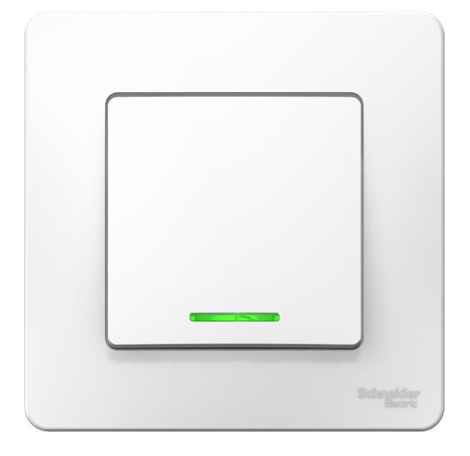 Schneider Electric  BLANCA  Белый  Выключатель 1-клавишный (cхема 1) с подсветкой 6А, 250B, IP20  скрытая установка BLNVS006111