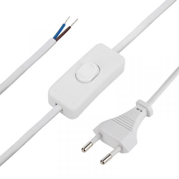 Сетевой шнур с выключателем 2х0,75 мм², 1,8 м белый REXANT 11-1133