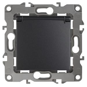 ЭРА  Эра12  Антрацит  Розетка 2P+E Schuko со шторками с крышкой 16АХ-250В 12-2103-05 Б0014697