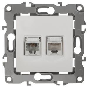 ЭРА  Эра12  Слоновая Кость  Розетка информационная + телефонная RJ45+RJ11, 12-3109-02