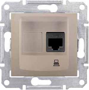 Schneider Electric Sedna Титан Розетка механизм компьютерная 1-местная RJ45 категория 6, неэкранированная UTP с пружинными зажимами IP20 скрытая установка SDN4700168