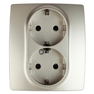ЭРА  Эра12  Шампань  Розетка 2X2P+E Schuko со шторками 16АХ-250В 12-2104-04 Б0014702