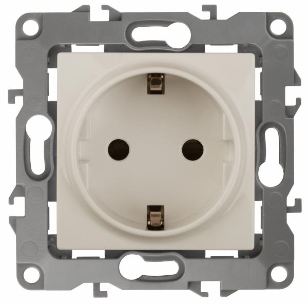 ЭРА  Эра12  Слоновая Кость  Розетка 2P+E Schuko со шторками 16A-250В, IP20, без м.лапок,   12-2002-02 Б0036441
