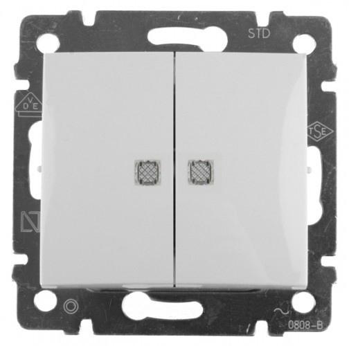 Legrand Valena  Белый Выключатель механизм 2-клавишный с подсветкой 10А 250В 774428 индивидуальная упаковка DIY (кратно 1шт)  /694290