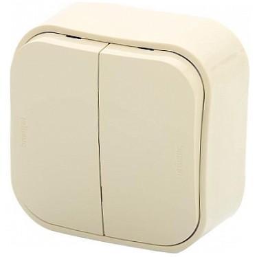Legrand  Quteo  Слоновая Кость Выключатель 2 клавишный открытая установка 782232