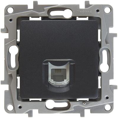 Legrand  Etika  Антрацит Розетка механизм телефонная RJ11 672640