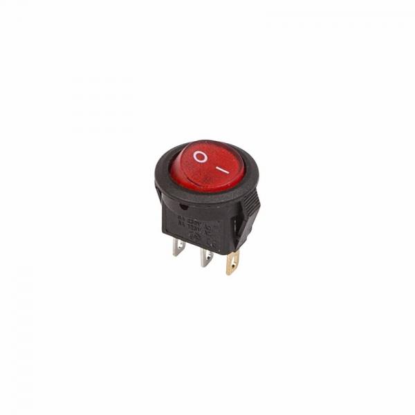 Выключатель клавишный круглый 250V 3А (3с) ON-OFF красный  с подсветкой  Micro  (RWB-106, SC-214)  REXANT 36-2530
