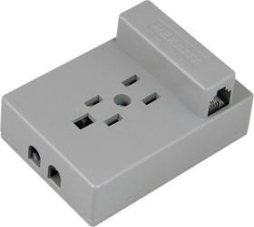 Телефонная розетка (адаптер)  универсальная, серая, арт. 03-0011-4 REXANT 03-0011-4